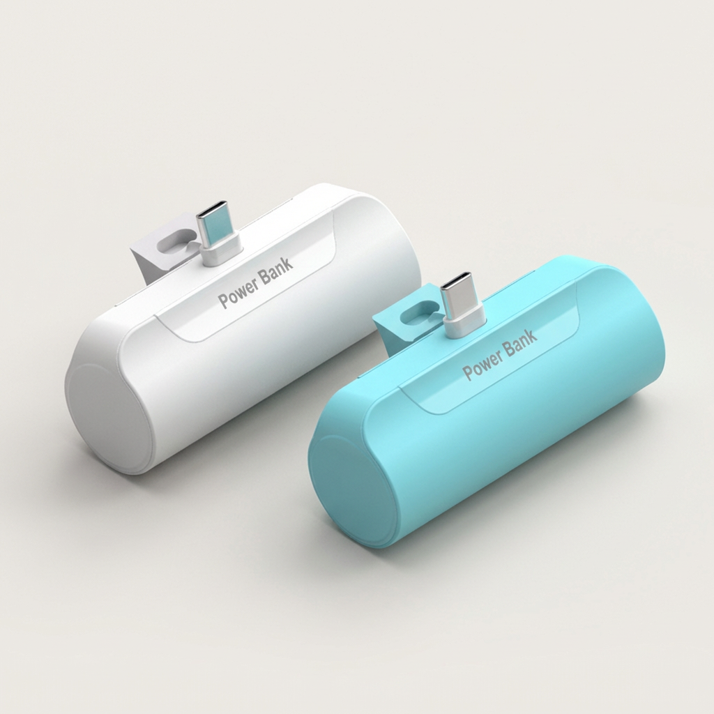 도킹형 대용량 미니 보조배터리 세트, 5000mAh, 화이트 C타입 1개 + 민트 C타입 1개, 2개