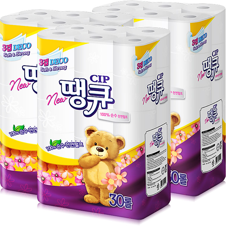 주식회사 경신유통 땡큐 순수 천연펄프 화장실용 화장지 3겹, 30롤, 3팩