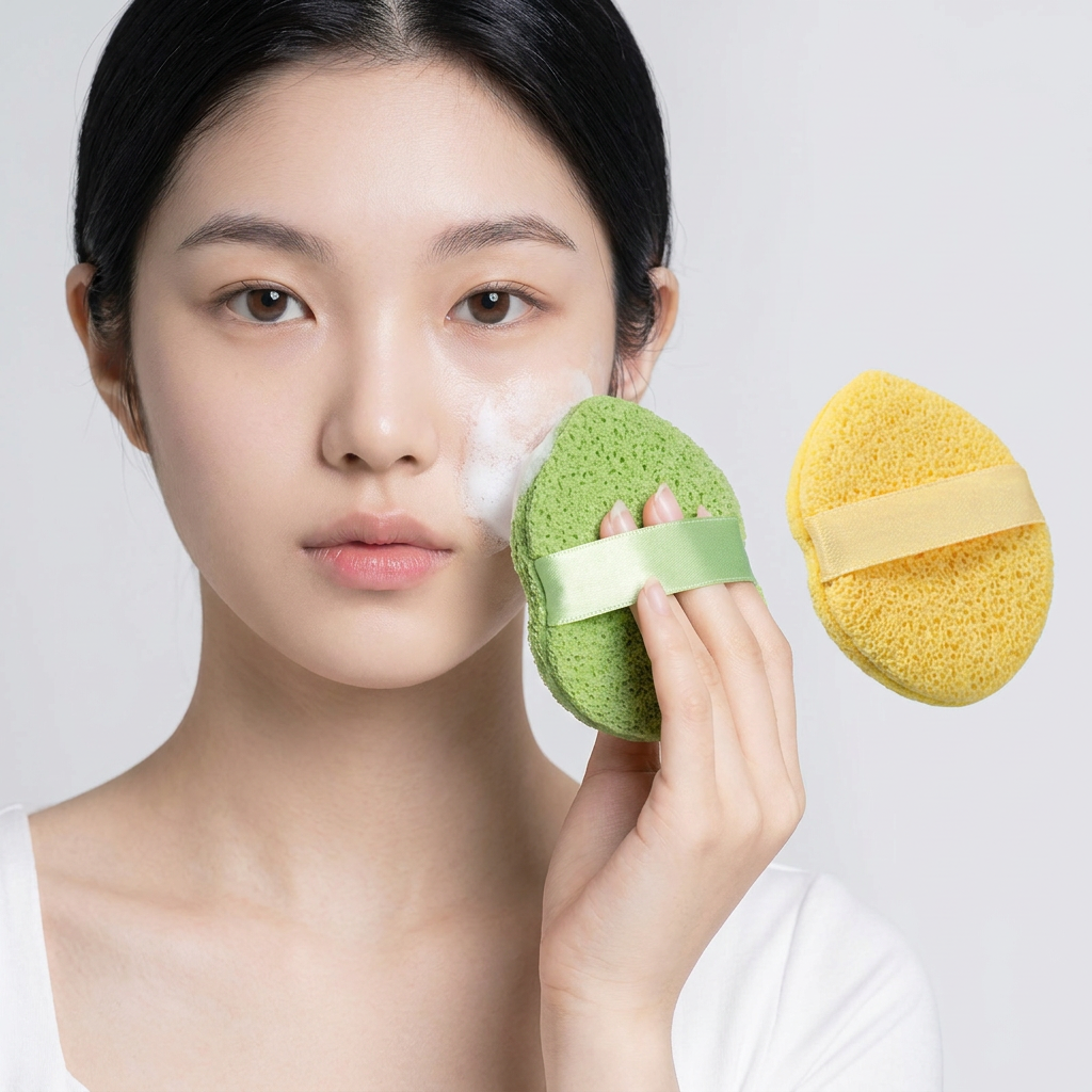 아기피부의 완성 딥클렌징 스펀지퍼프, 옐로우, 그린, 3개