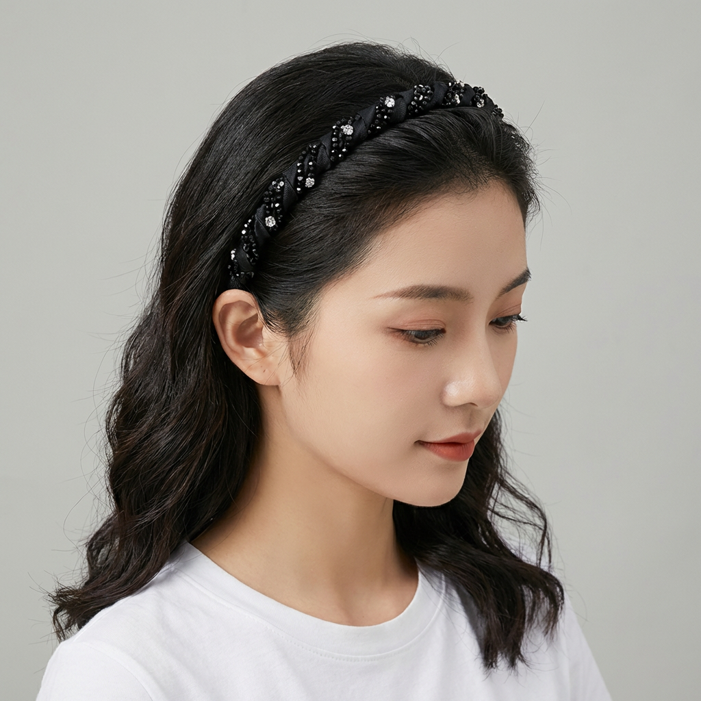 프린세스 볼륨 큐빅 헤어밴드, 블랙, 1개