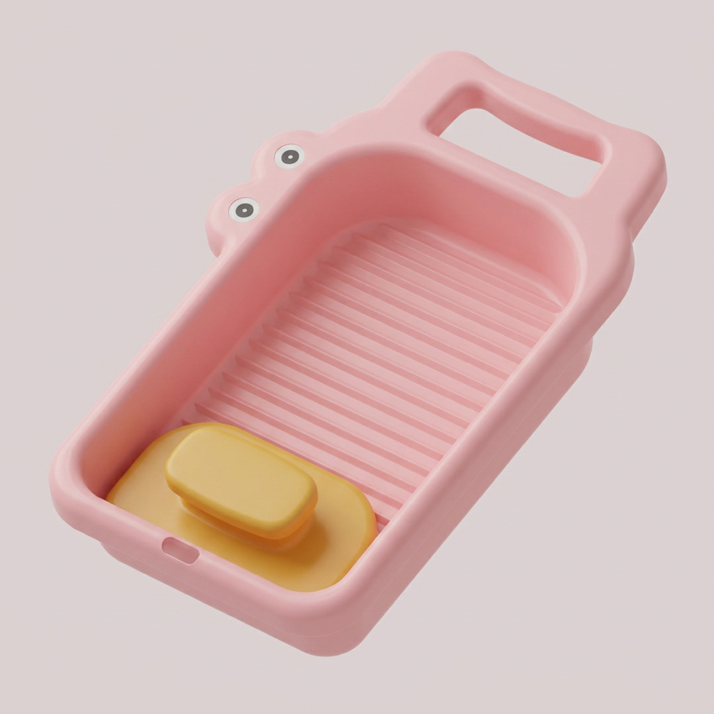 오프투온 크로크다일 미니 휴대용 누름 빨래판, 핑크, 1개