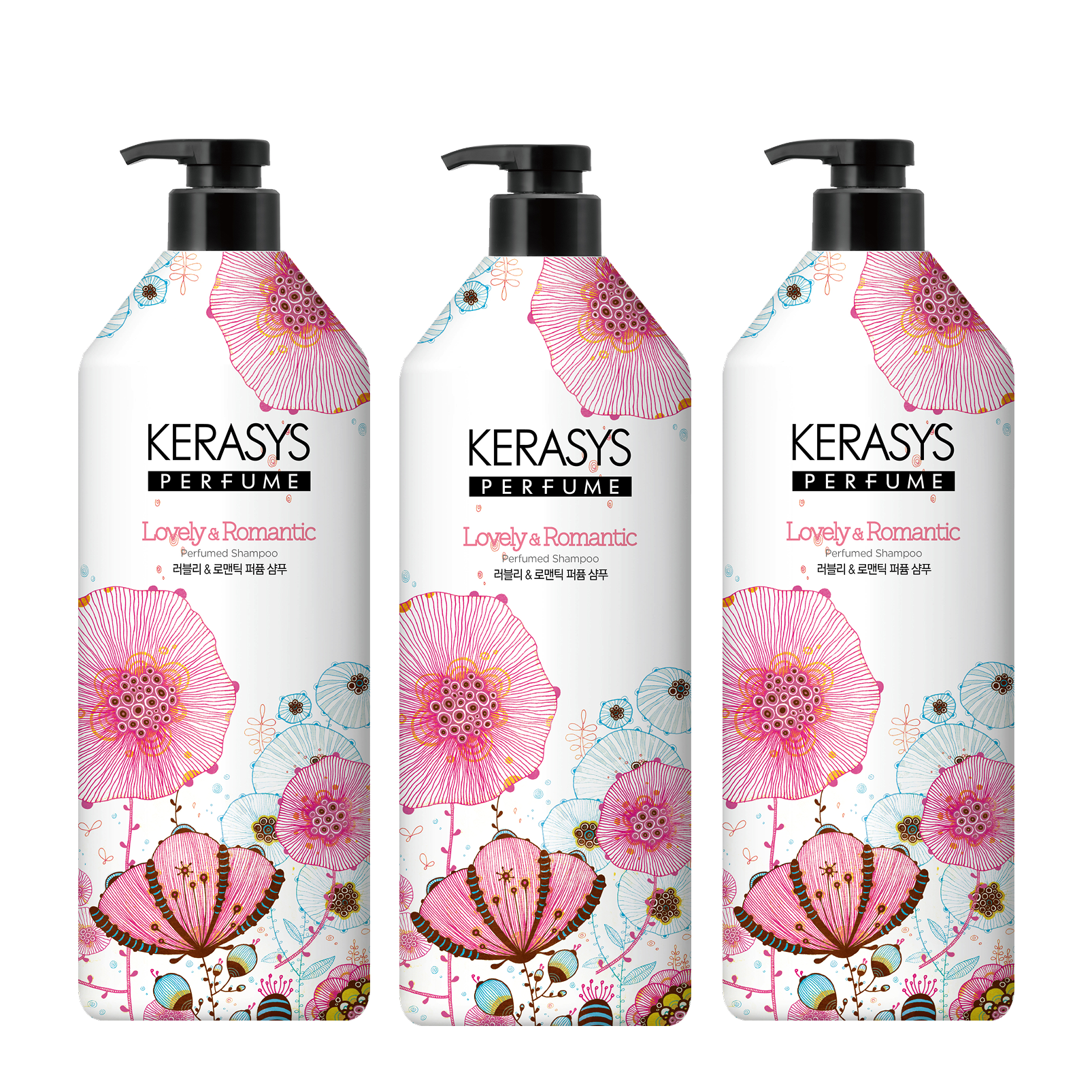 애경산업(주) 케라시스 퍼퓸 샴푸, 러블리 앤 로맨틱 향, 980ml, 3개