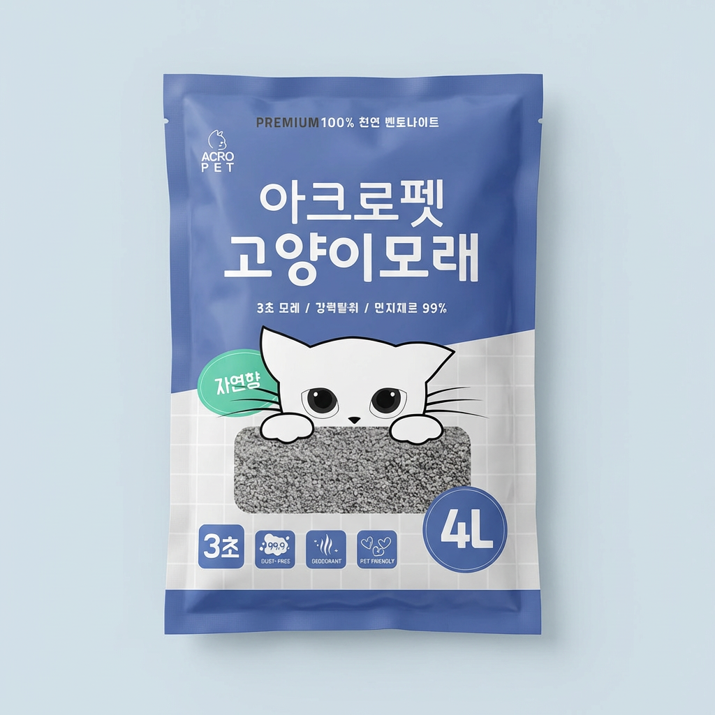 아크로펫 벤토나이트 고양이모래, 자연향, 4L, 4개