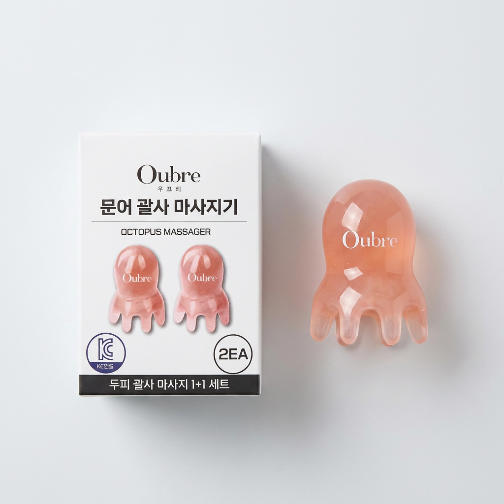 우브레 문어 괄사 두피, 핑크, 2개, 1세트