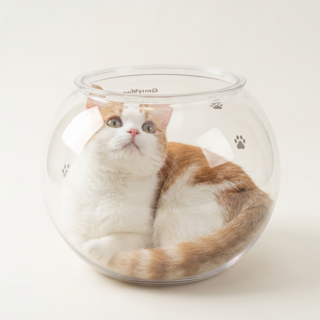 캐티맨 액체냥의 비밀 고양이 어항, 투명, 310x235x310mm, 1개