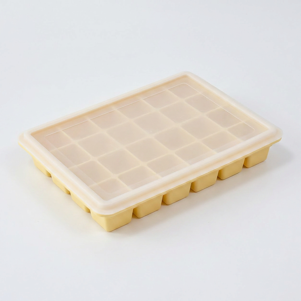 실리콘 얼음트레이, 아이보리, 18.5x13cm, 24칸, 1세트