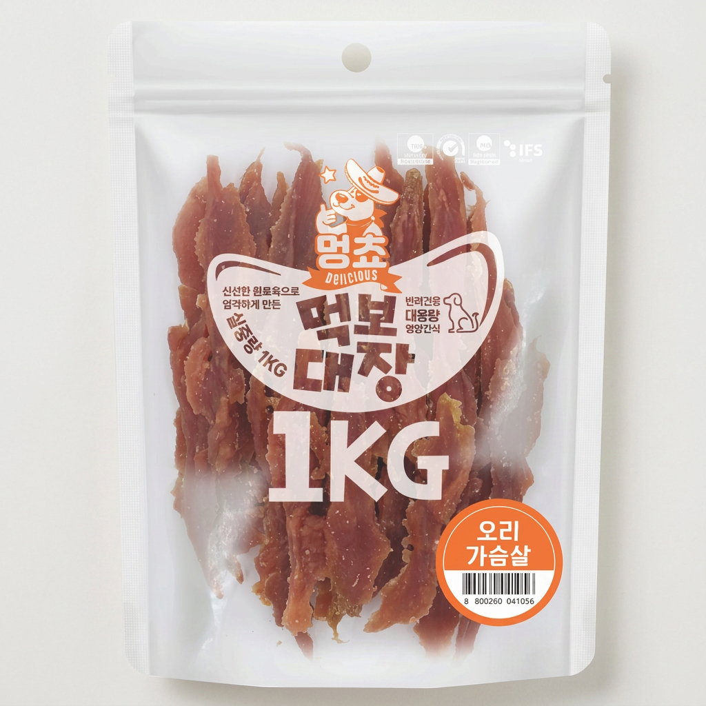 먹보대장 강아지 간식, 오리가슴살, 1kg, 1개