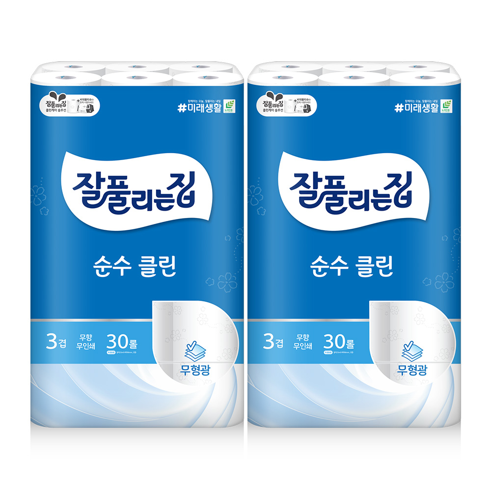미래생활 (주) 잘풀리는집 순수 클린, 3겹, 25m, 30롤, 2팩
