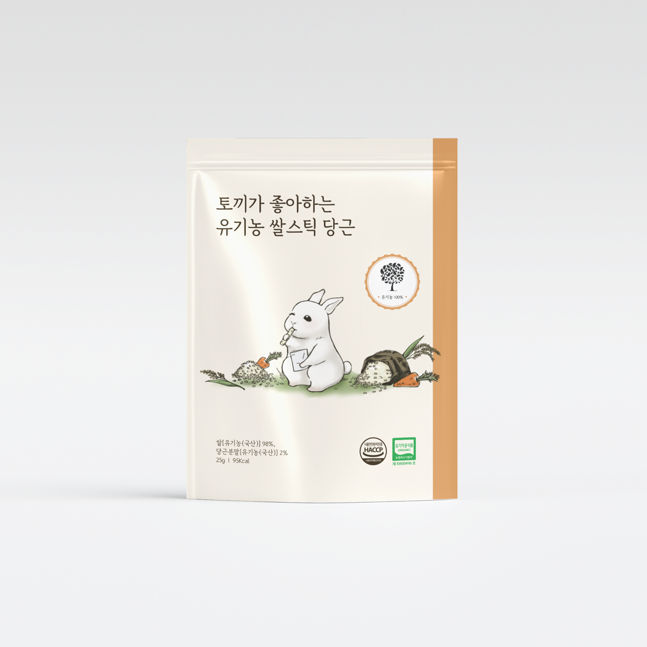 제이씨워너비 주식회사(JC Wannabe Co.,Ltd.) 토끼가 좋아하는 유기농 쌀스틱, 당근, 25g, 1봉