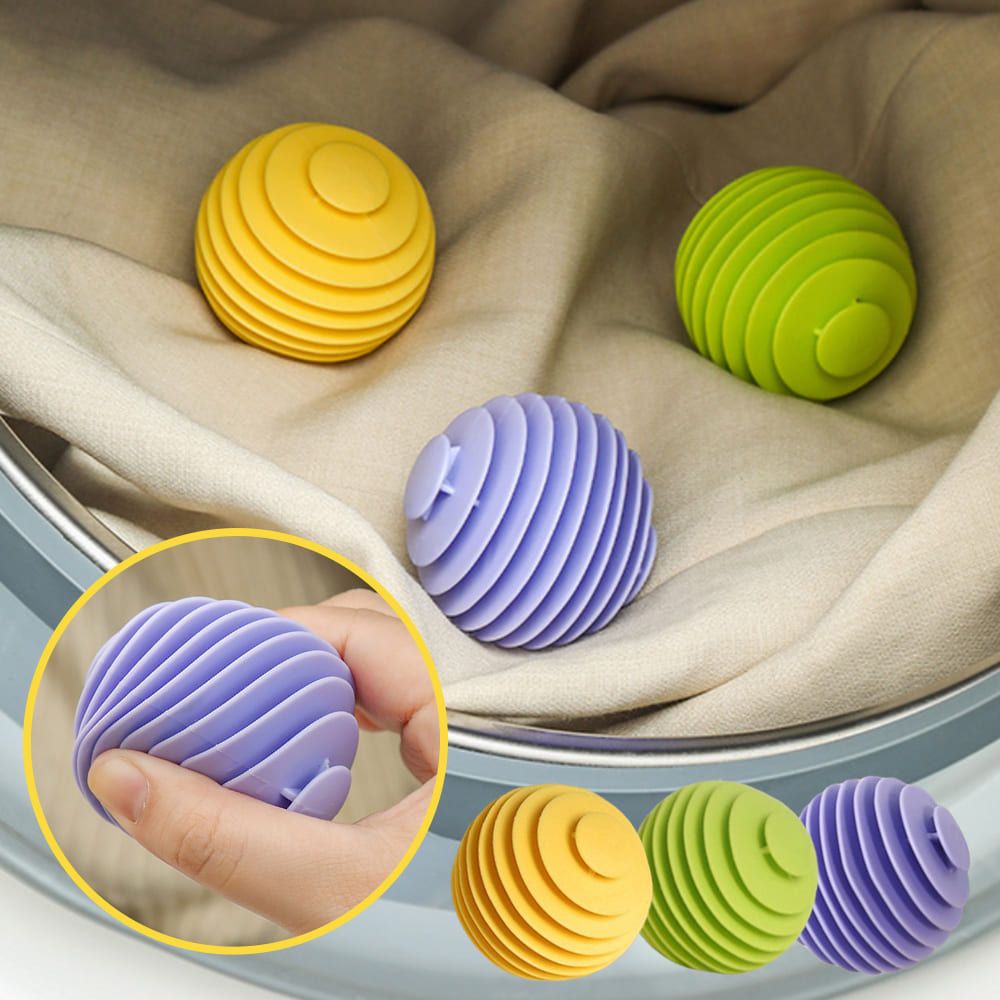 라이트포스 빨래 대형 엉킴방지 드럼 실리콘 통돌이 세탁 볼, 보라+노랑+초록, 5cm, 3개
