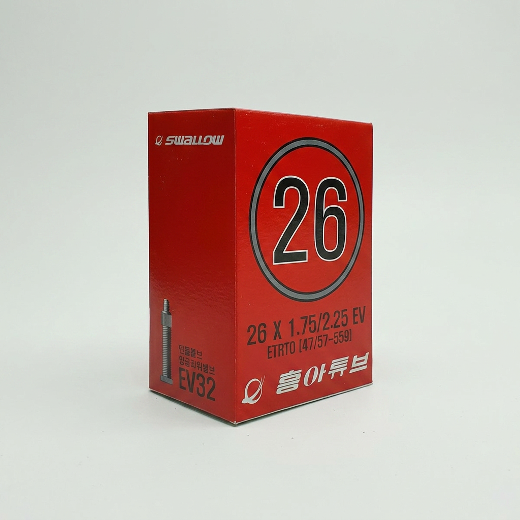 흥아 던롭 밸브 자전거튜브, 26x1.75-26x2.125, 밸브길이 3.2cm, 2개, 1세트