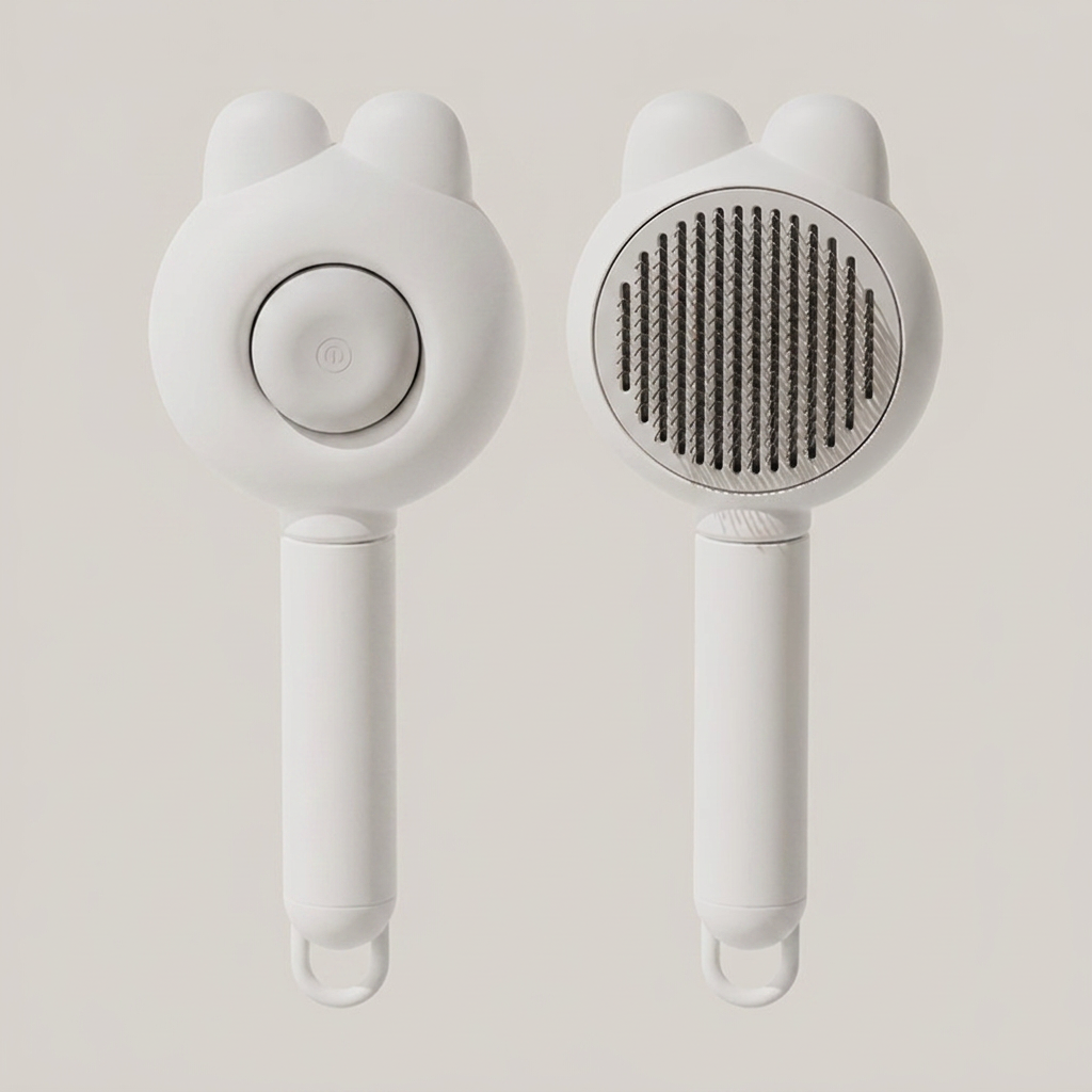 뽀빠이형 애완동물 원터치 털제거 부드러운 빗질 곰돌이 브러쉬, 화이트, 1개