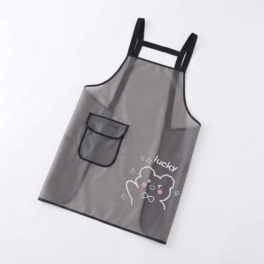 베네피온 곰돌이 TPU 방수 우레탄 앞치마, 화이트, 1개