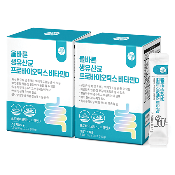 올바른 슈퍼 프로바이오틱스 생유산균 19 비타민D, 30포, 2박스