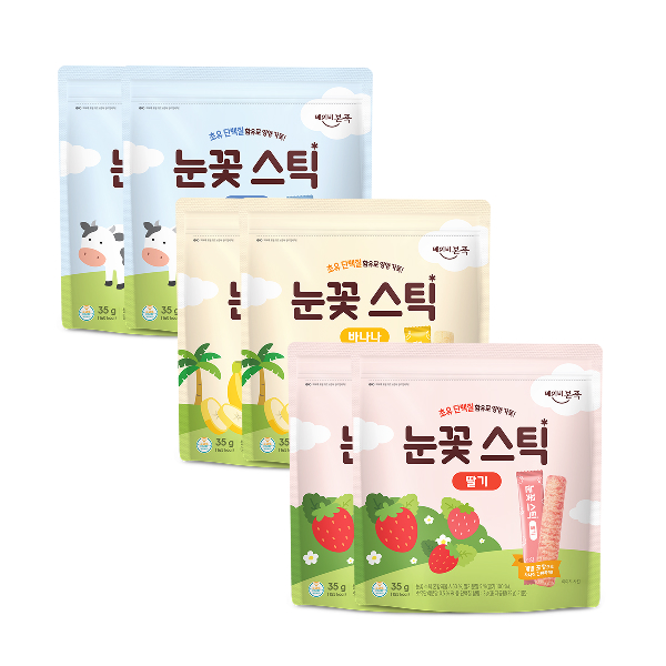 순수본 주식회사 베이비본죽 눈꽃 스틱, 6봉, 35g, 혼합