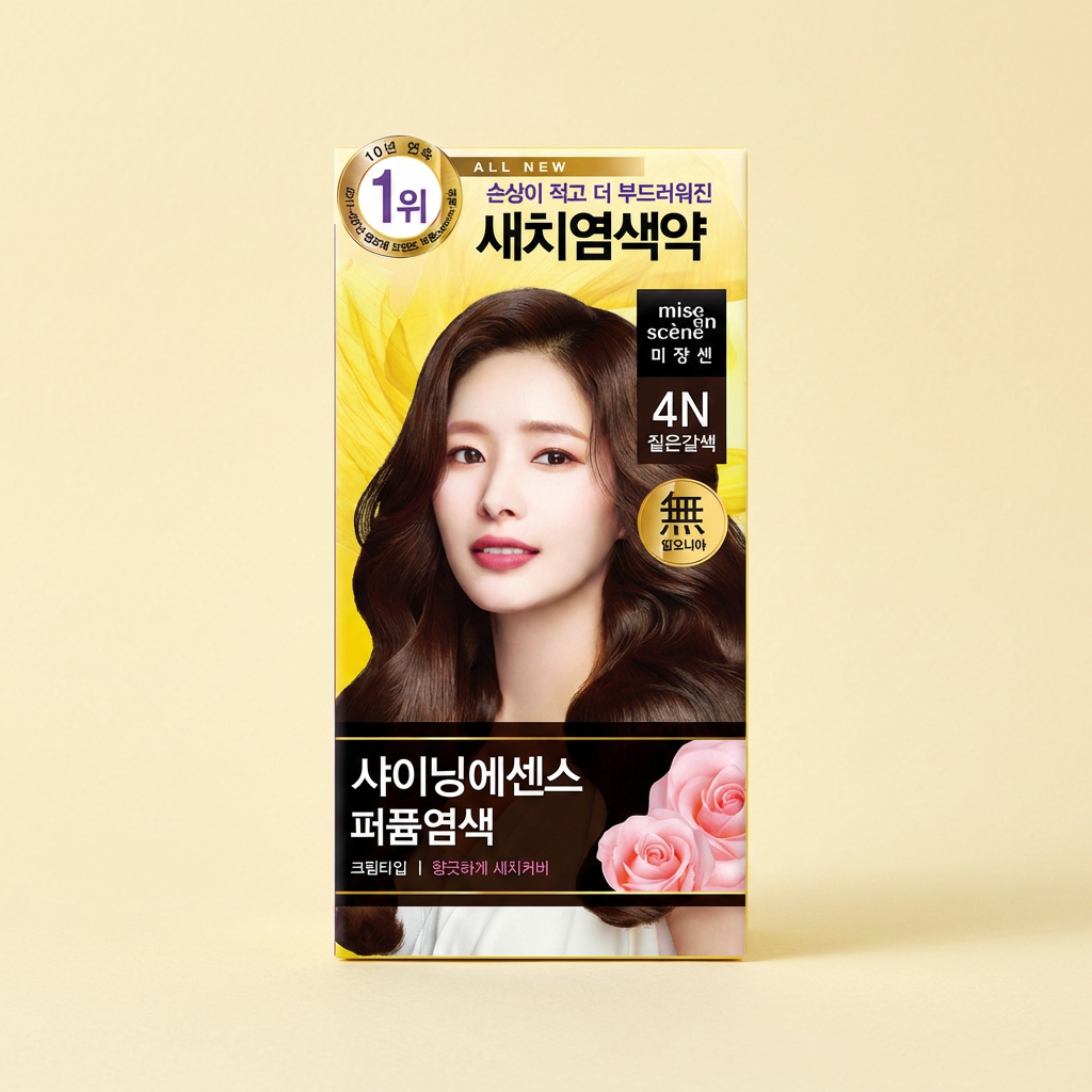 미쟝센 올뉴 샤이닝에센스 퍼퓸 염색, 4N, 짙은갈색, 4개