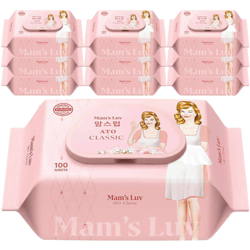 주식회사 티에스코리아 맘스럽 아토클래식 물티슈, 캡형, 100매, 40g, 10팩