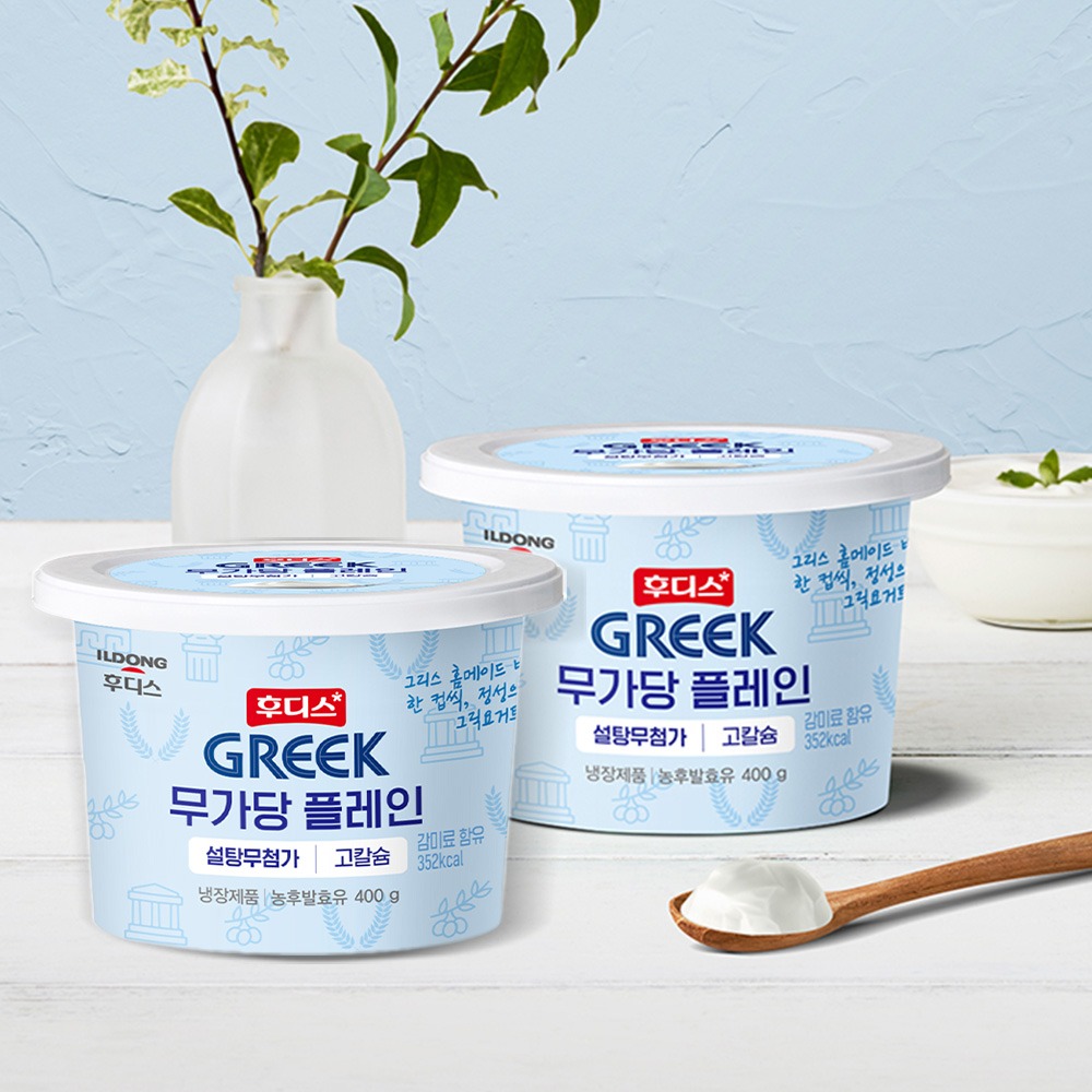 일동후디스 (주) miBaby 후디스 무가당 플레인 그릭요거트, 400g, 2개