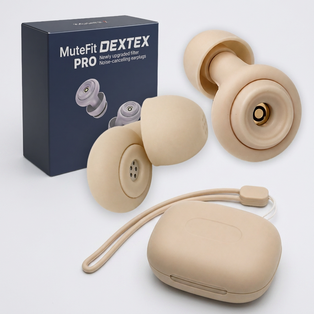 DEXTEX 뮤트핏 PRO 소음 방지 실리콘 이어플러그, 크림베이지, 1세트