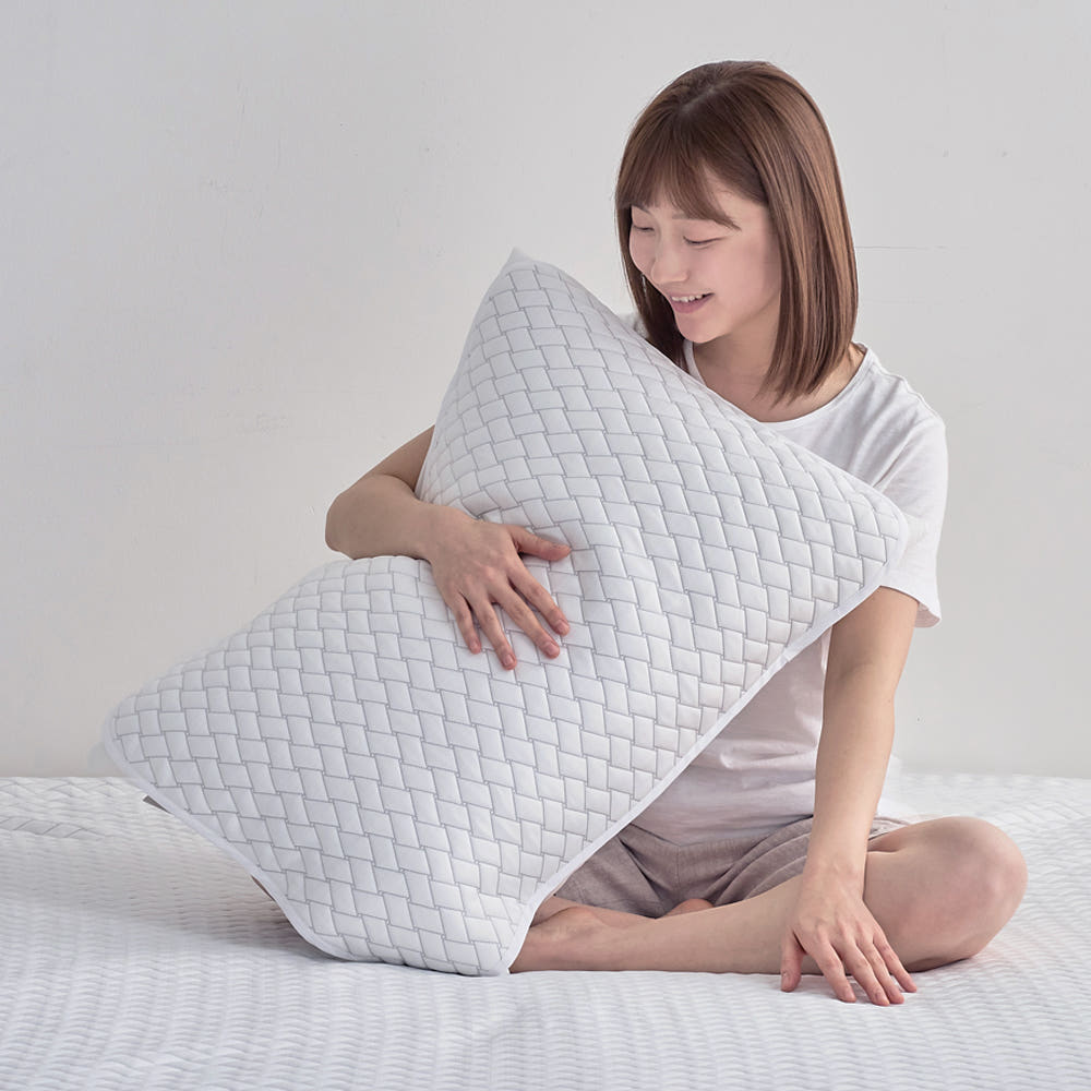 주식회사 이룸홈 듀라론 냉감 베개커버, 밴딩형, 퓨어 화이트, M, 2개