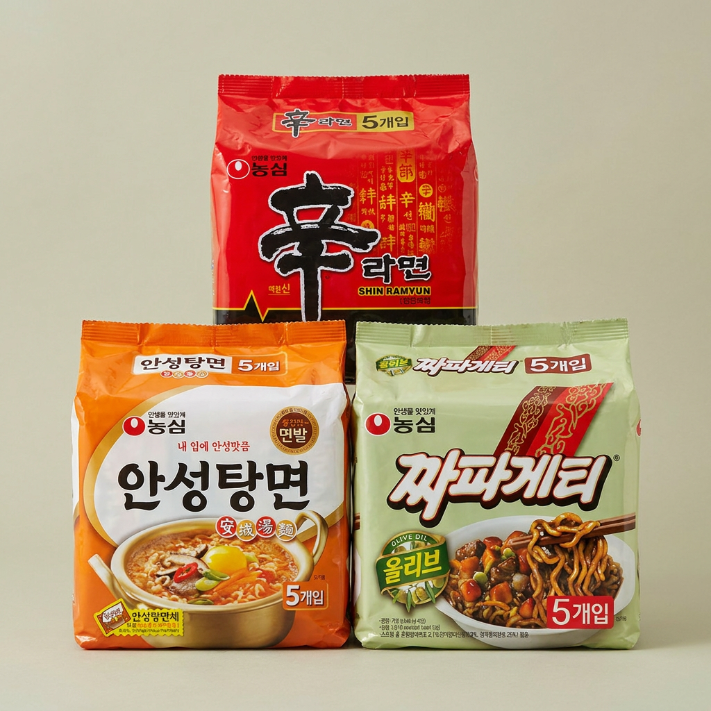 농심 신라면 + 안성탕면 + 짜파게티, 신라면 10개 + 안성탕면 5개 + 짜파게티 5개, 1세트