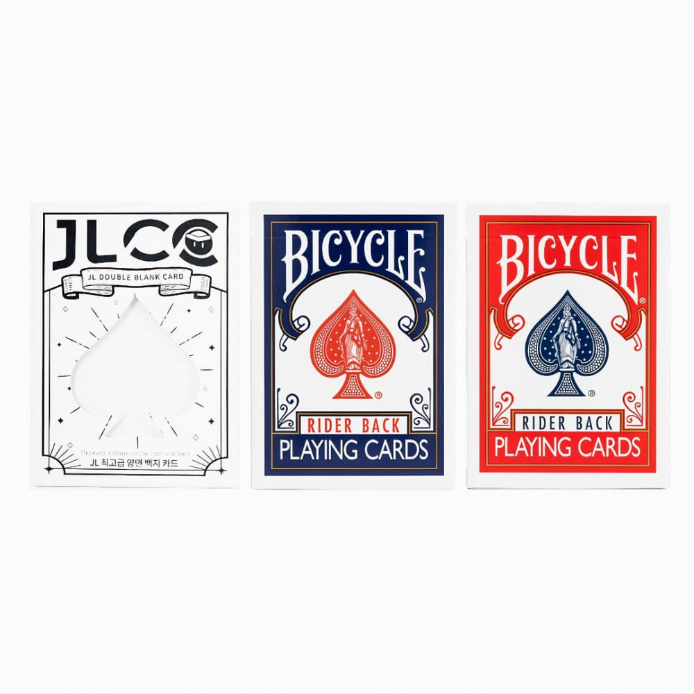 JLCC 정품 바이시클 카드, 레드 1개 + 블루 1개 + 양면 백지 카드 세트, 1개