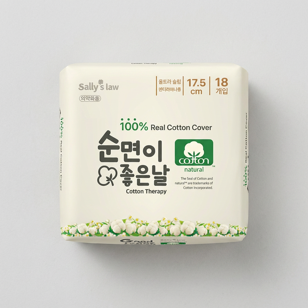 순면이 좋은날 생리대, 팬티롱라이너, 18매, 5팩