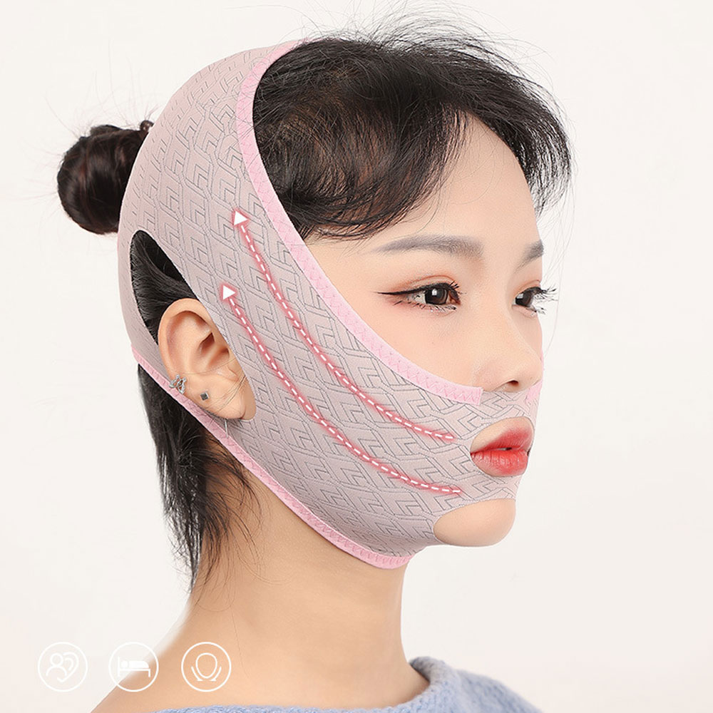V라인 주름 페이스리프팅 수면 더블 마스크, 핑크, MB-046, 1개