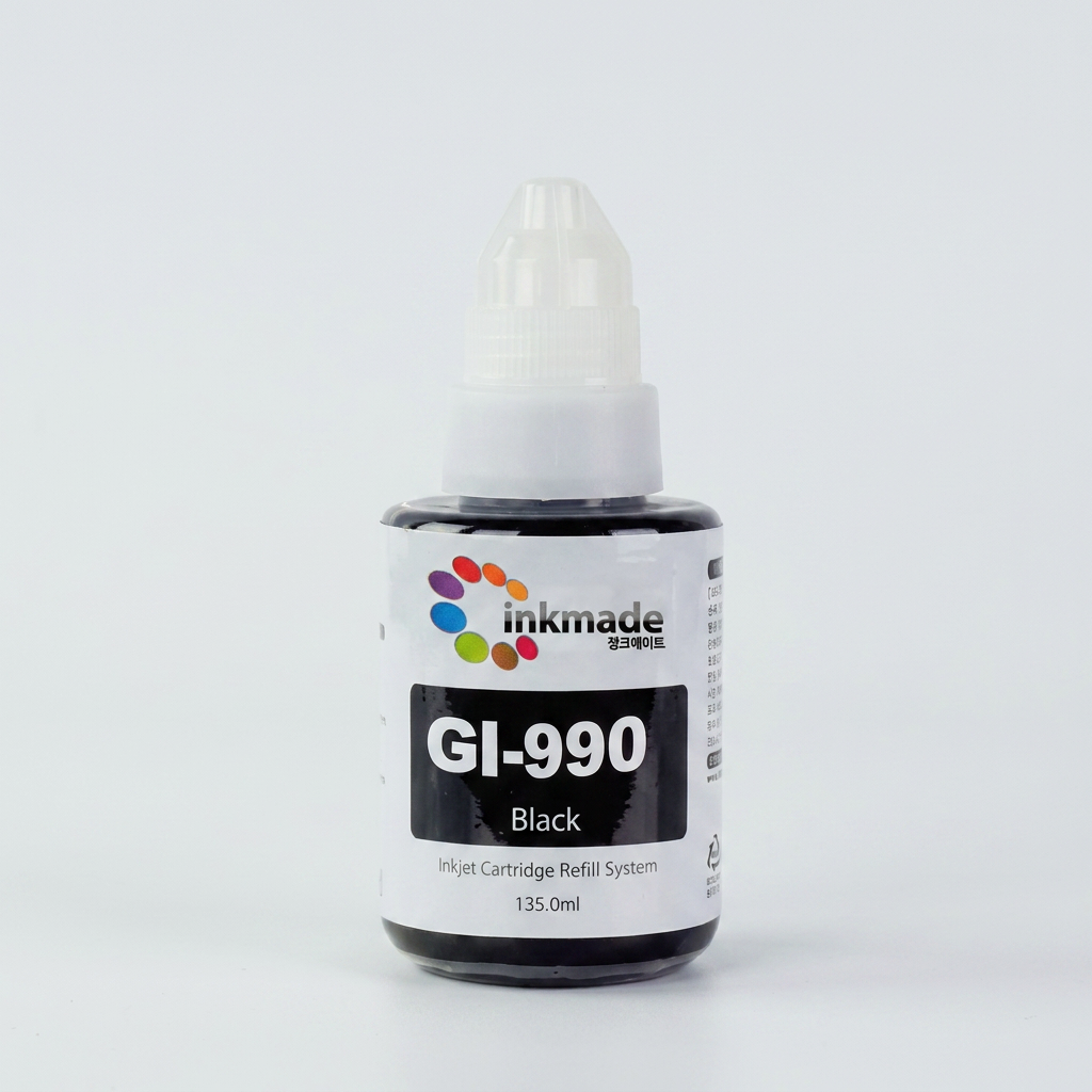 잉크매이드 캐논 GI-990 호환 잉크 4색세트, 검정+파랑+빨강+노랑, 1세트