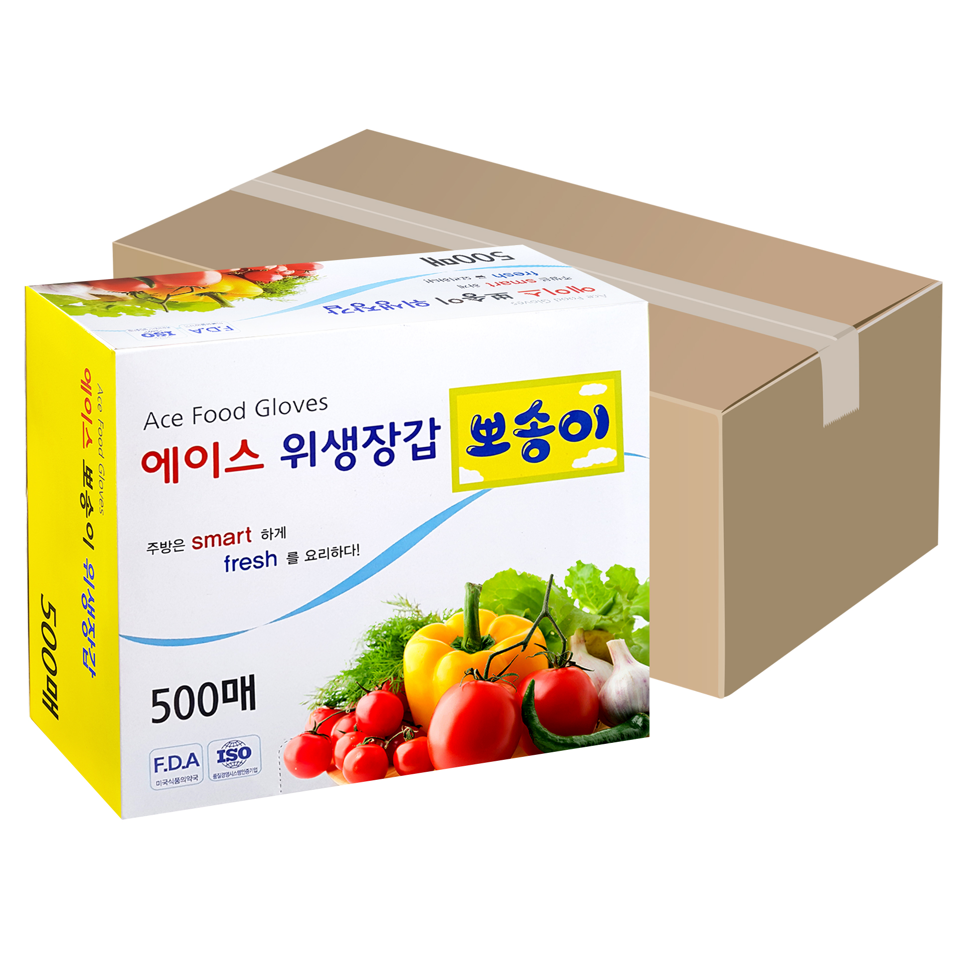 동남물산 에이스 뽀송이 위생장갑, 500매, 10개