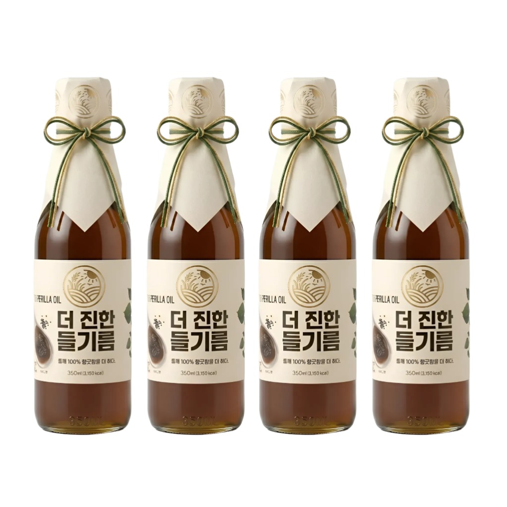 들녘 전통압착 더 진한 통들깨 백퍼센트 들기름, 350ml, 4개