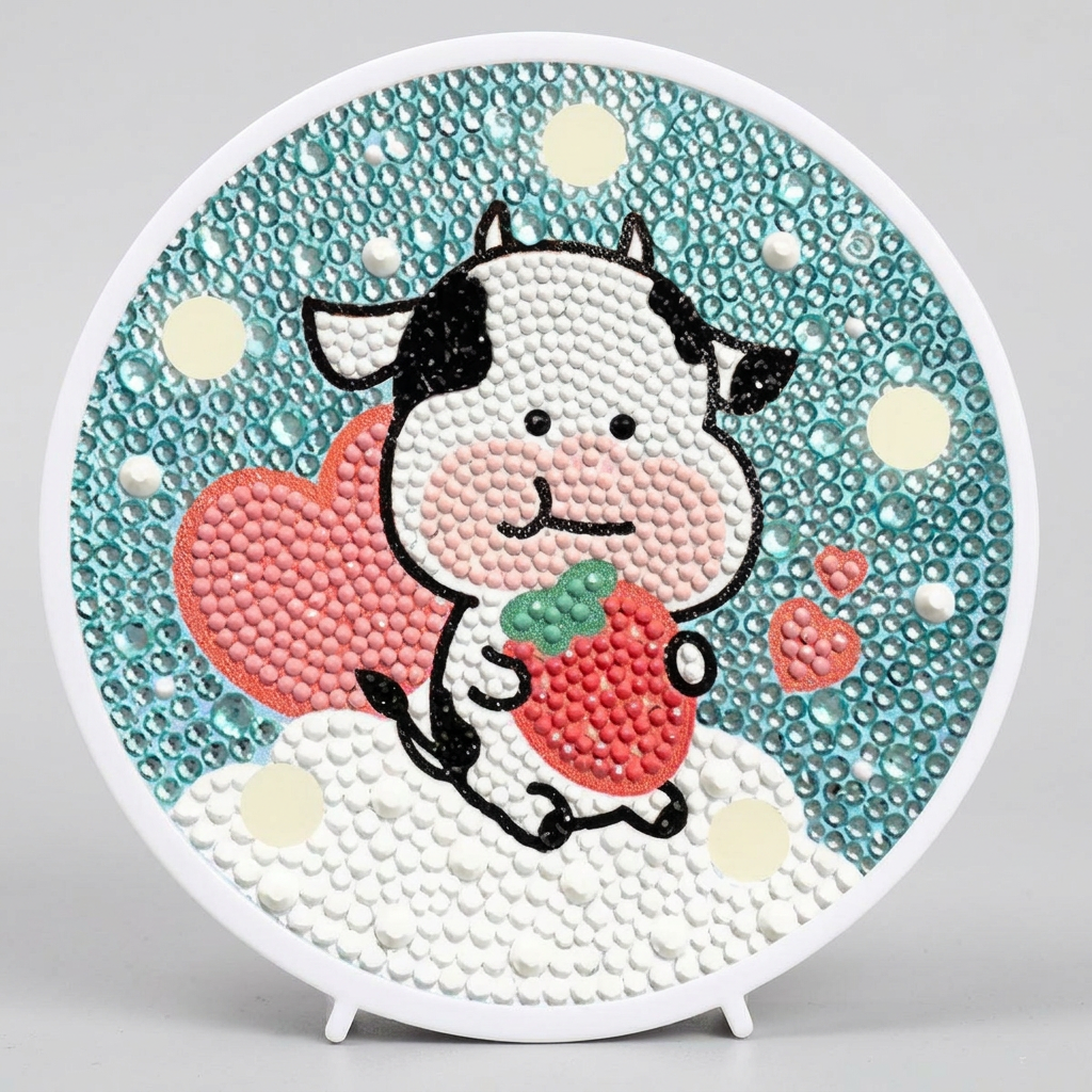 케이엠엘리 말랑이 딸기 무드등 보석십자수, 14.7x14.7cm, 1개