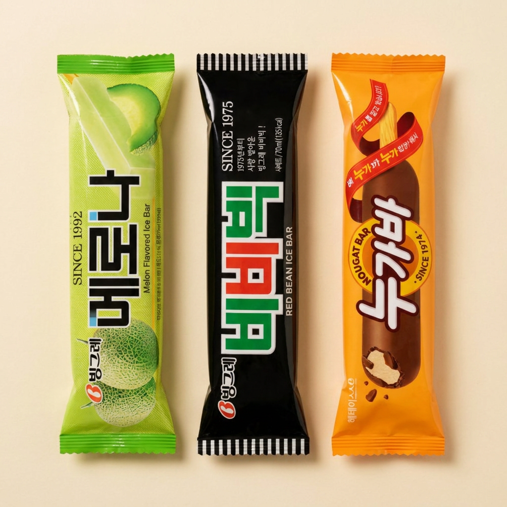 빙그레 베스트 4종 메로나 누가바 비비빅 호두마루바, 75ml, 40개