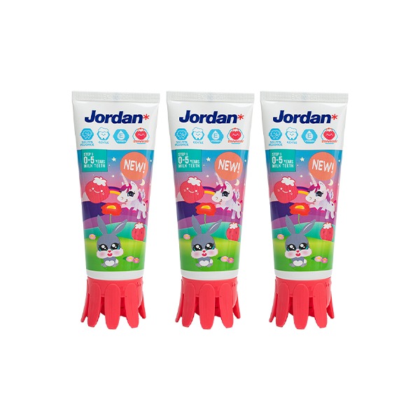 조르단 뉴스텝1 유아치약, 딸기향, 90g, 3개