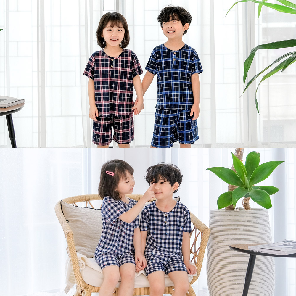 냉감 심플 아동 반팔 상하 세트, 체크핑크, 아동XL, 1세트 가격 비교 투위 2We 냉감 심플 아동 반팔 상하 세트, 체크핑크, 아동XL, 1세트