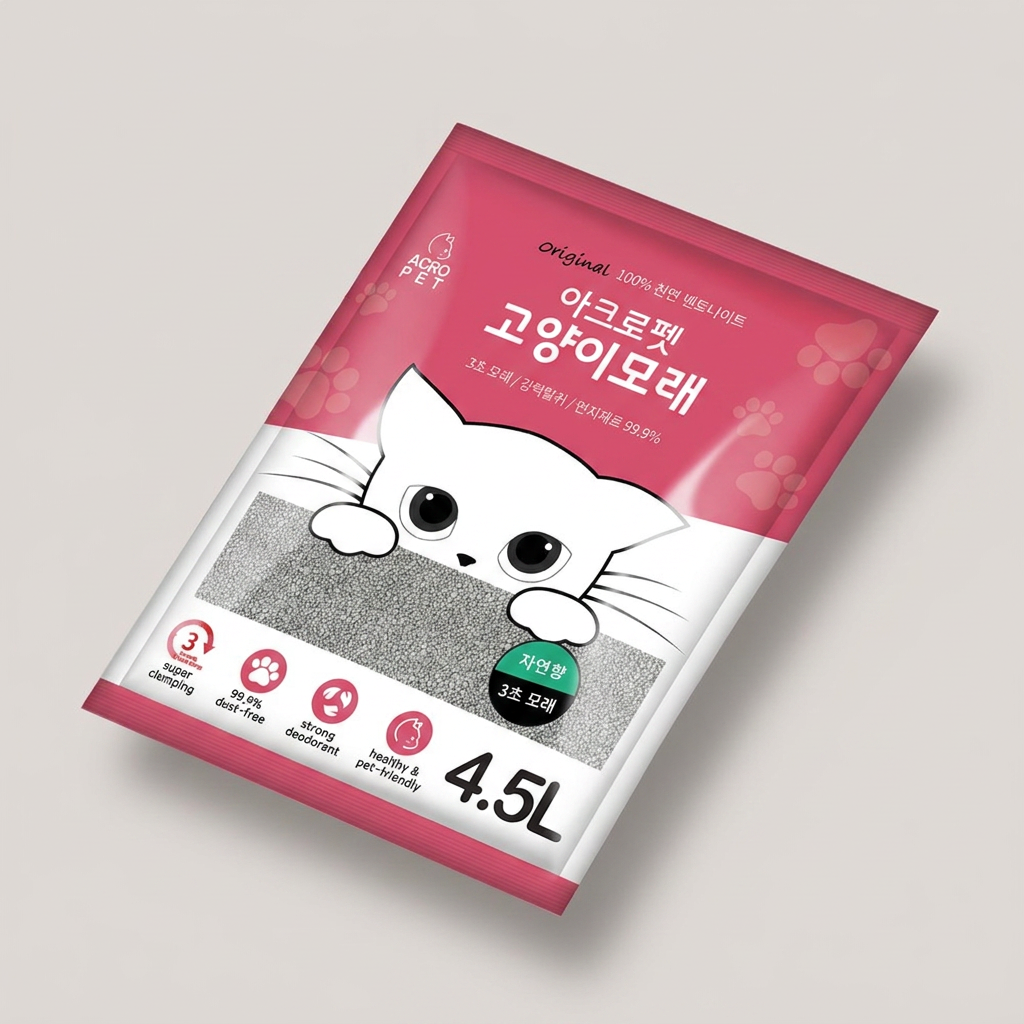 아크로펫 벤토나이트 모래, 자연향, 5L, 4개