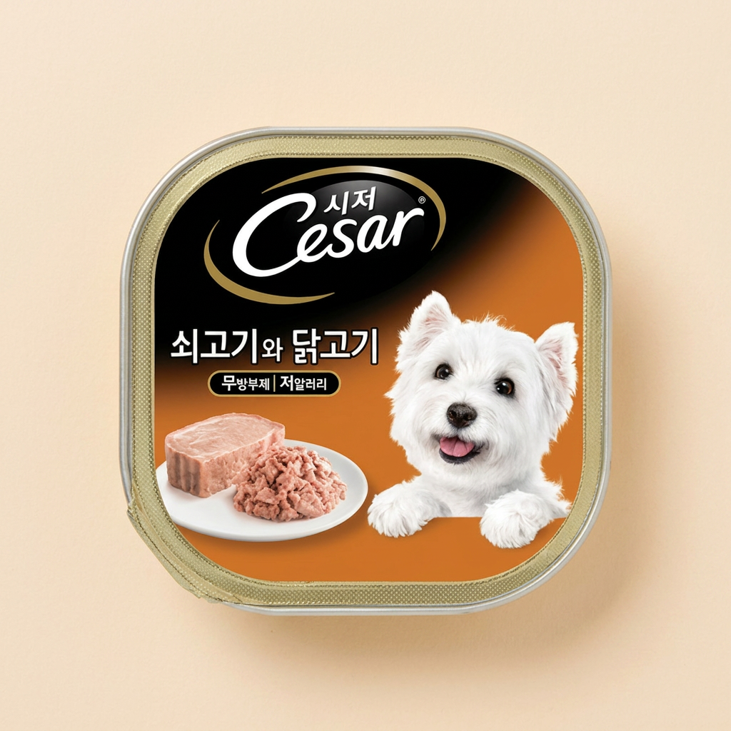시저 강아지습식캔, 쇠고기와 닭고기, 100g, 6개