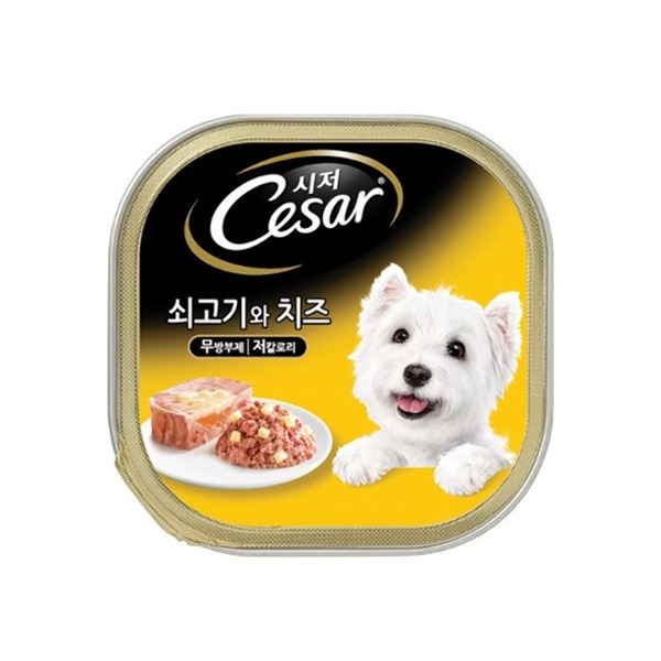 시저 강아지습식캔, 쇠고기와 치즈, 100g, 6개