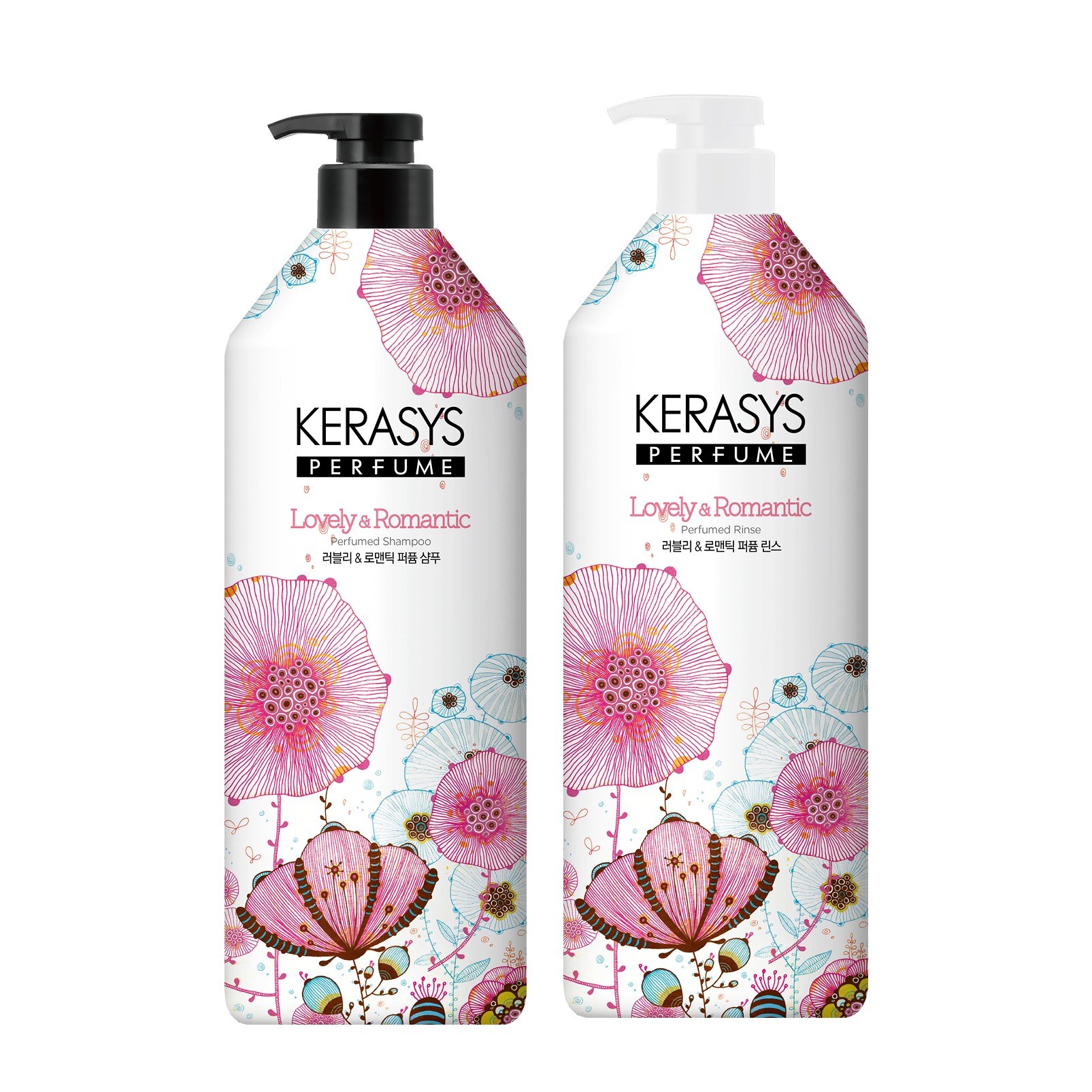 케라시스 퍼퓸 러블리 앤 로맨틱 샴푸, 980ml, 1개 + 린스, 980ml, 1개