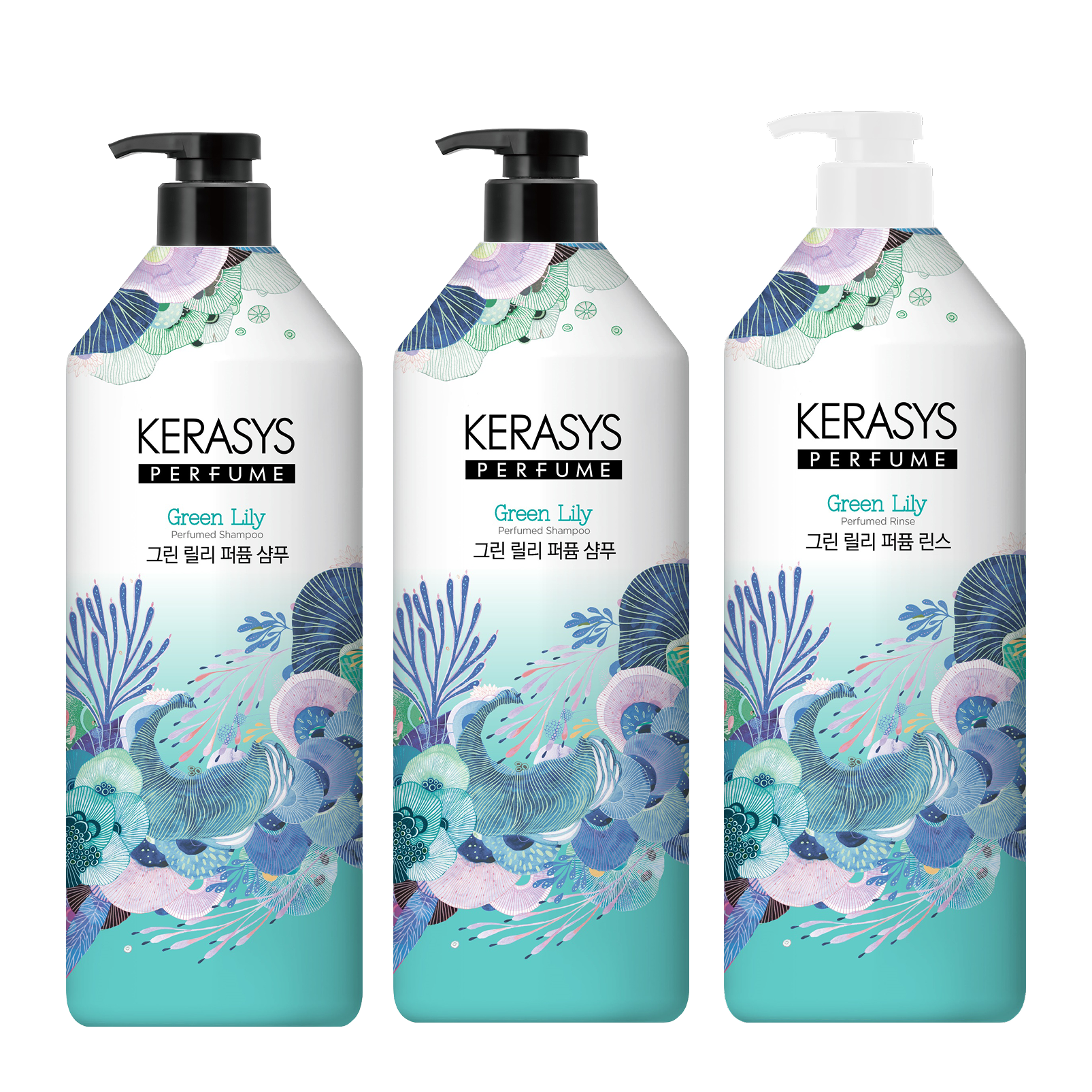 케라시스 퍼퓸 그린 릴리 샴푸 린스 구성, 1L, 3개