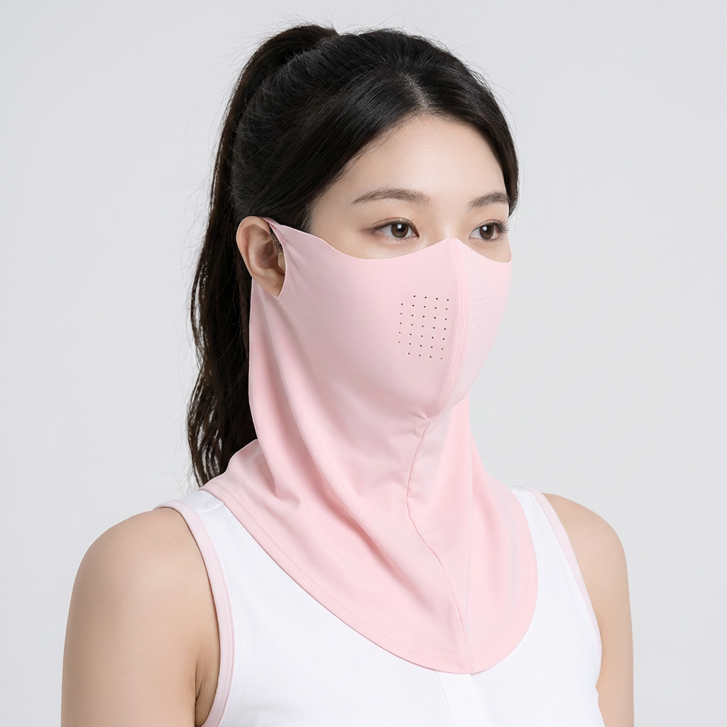 자외선차단 마스크 UV차단 쿨 스포츠 골프 얼굴햇빛가리개 냉감 귀걸이형 남녀공용, 핑크