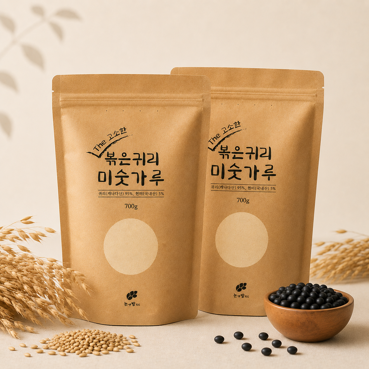 논앤밭위드 볶은귀리 현미 검은콩 미숫가루, 700g, 2개