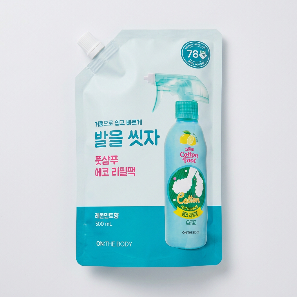 온더바디 코튼풋 발을 씻자 풋샴푸 리필, 레몬향, 500ml, 4개