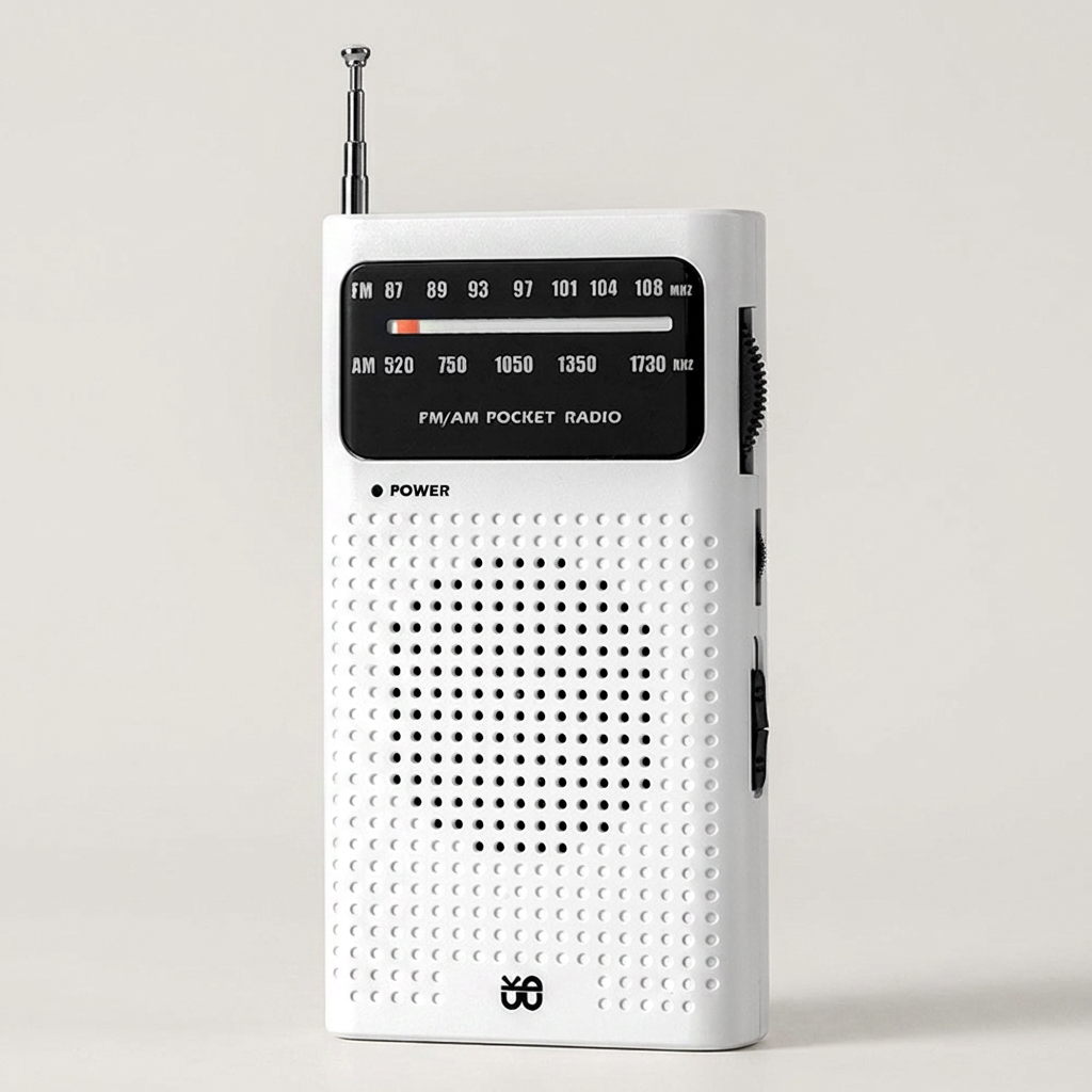말랑이몰 명품 미니 라디오 고감도라디오W908, 화이트, 1개
