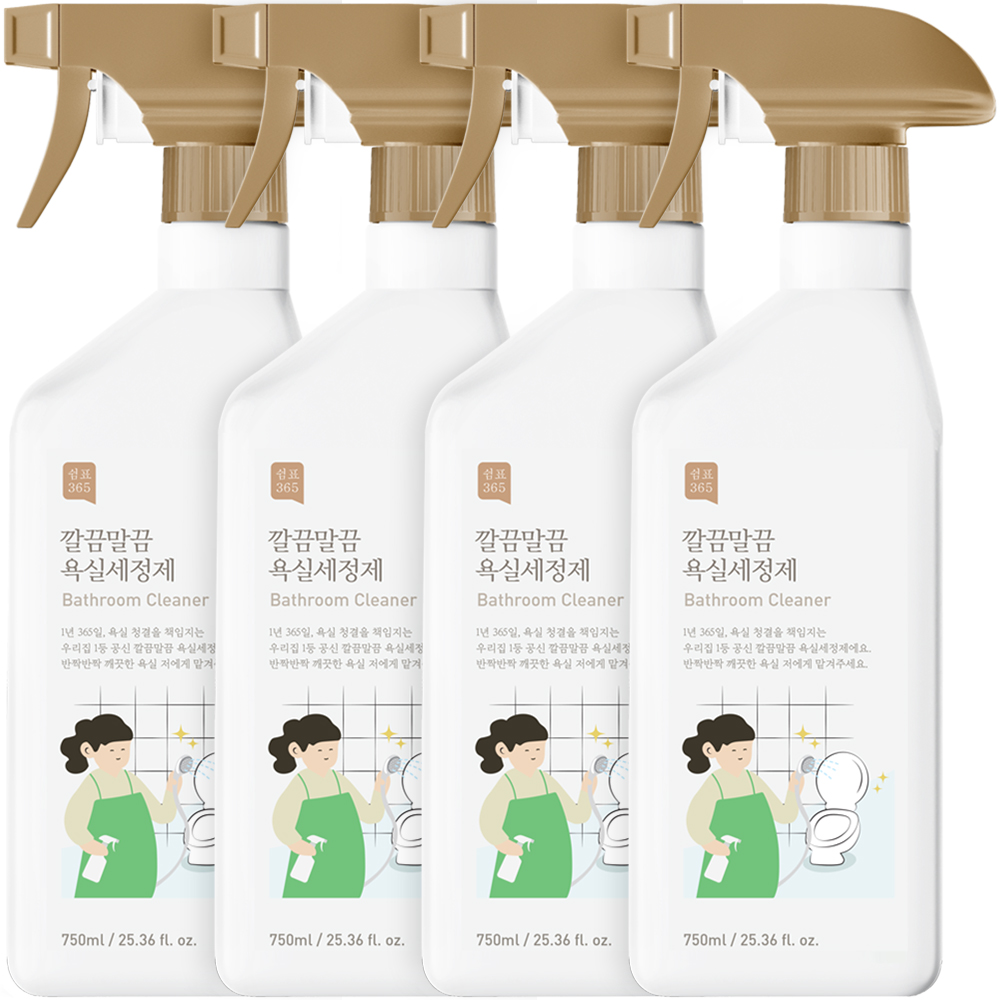 쉼표365 대용량 욕실세정제, 750ml, 4개