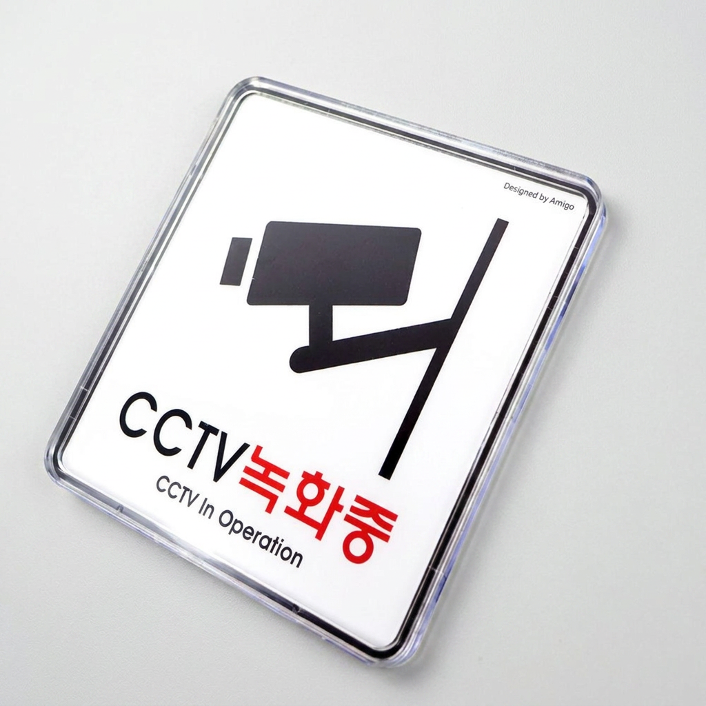 시스템 CCTV 녹화중 표지판, 정사각, 1개