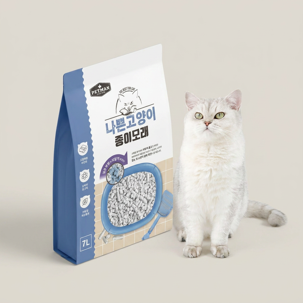 고양이 종이모래, 무향, 7L, 3봉, 1개