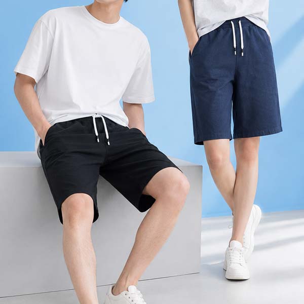 리크 남여공용 5부 면 반바지, 네이비, 3XL, 1개