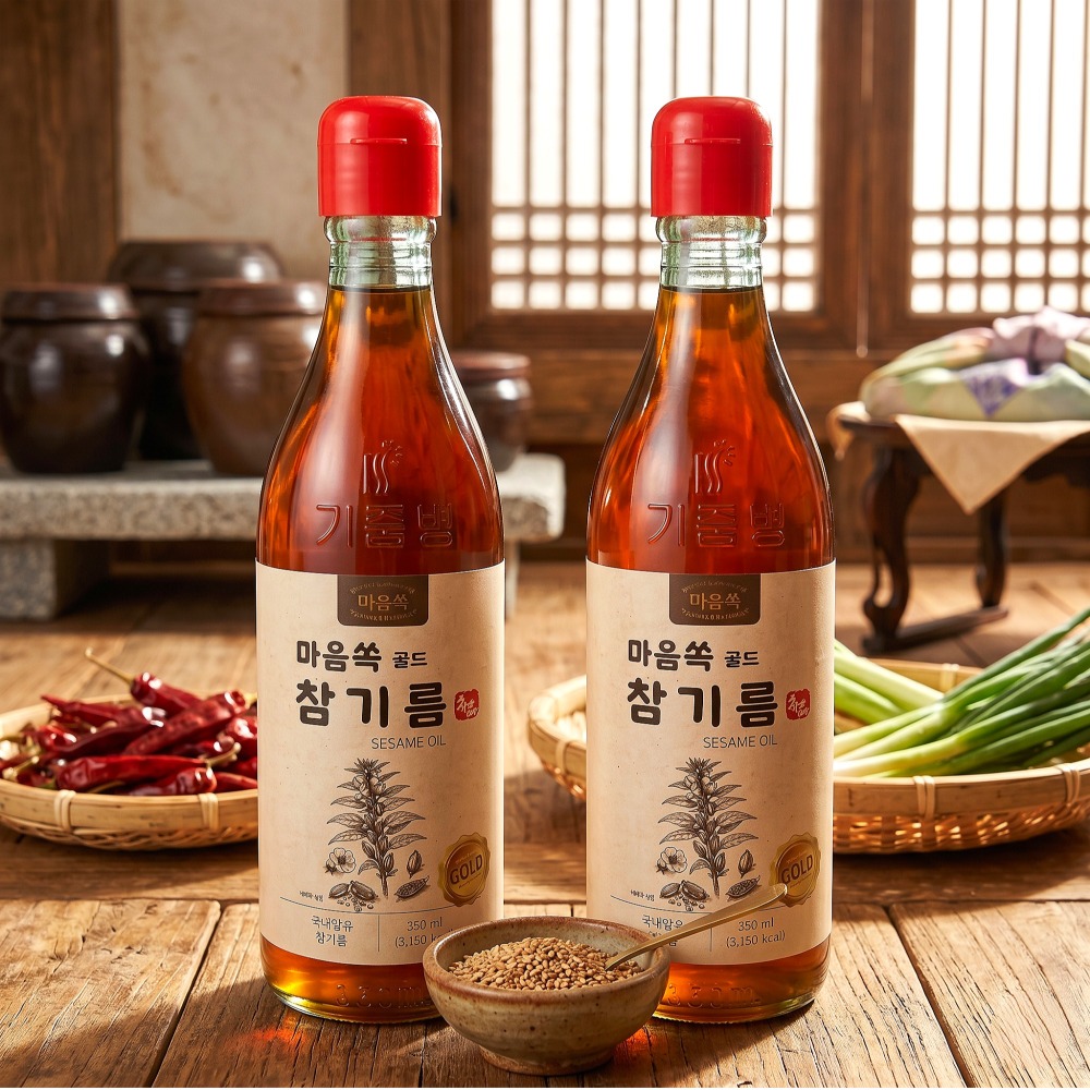 마음쏙 골드 참기름, 350ml, 2병