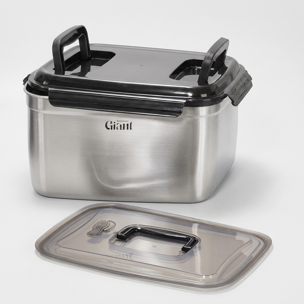 키친아트 자이언트 스텐 밀폐용기 김치통, 12L, 누름판 포함, 1개